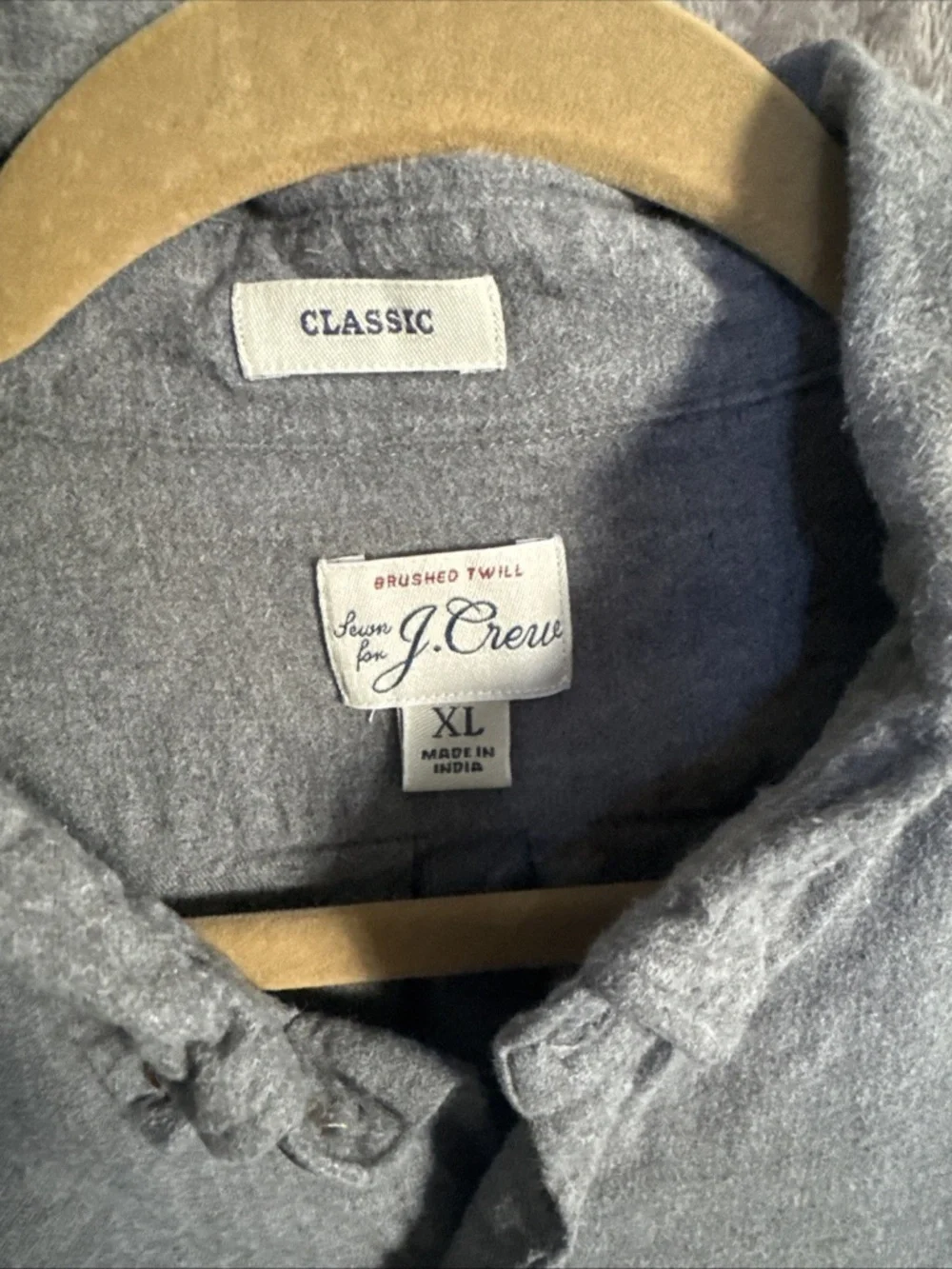 J.Crew Men's Brushed Twill Button Down Shirt Gray XL Classic Fit (FITS LIKE LRG)